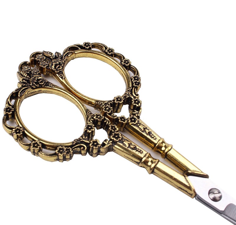BIHRTC Gold Vintage Plum Blossom Scissors and Classic Crane Design Sewing Scissors for Embroidery, Sewing, Craft, Art Work & Everyday Use - Image 3
